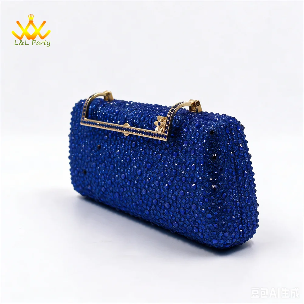 2026 Autumn New Arrivals Royal Blue Color Shoes and Bag  Set Special Design Fashion for Wedding Party