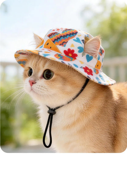 1Pcs S/M/L Cute Print Dog Hat for Small Medium Dogs Adjustable Pet Cap Puppy Pug Corgi Dachshund Hats Summer Out Pet Accessories
