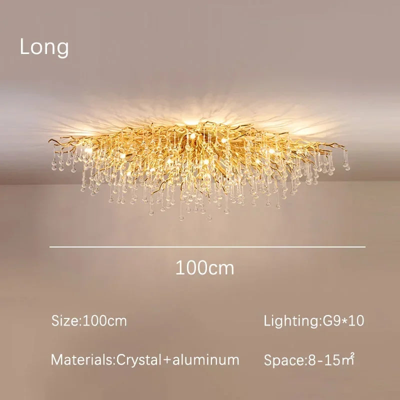 Rectangle Luxury Gold Crystal Chandelier For Dining Living Room Lobby Kitchen Table Modern Lurxy Gold Crystal Celling Chandelier