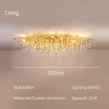 Rectangle Luxury Gold Crystal Chandelier For Dining Living Room Lobby Kitchen Table Modern Lurxy Gold Crystal Celling Chandelier