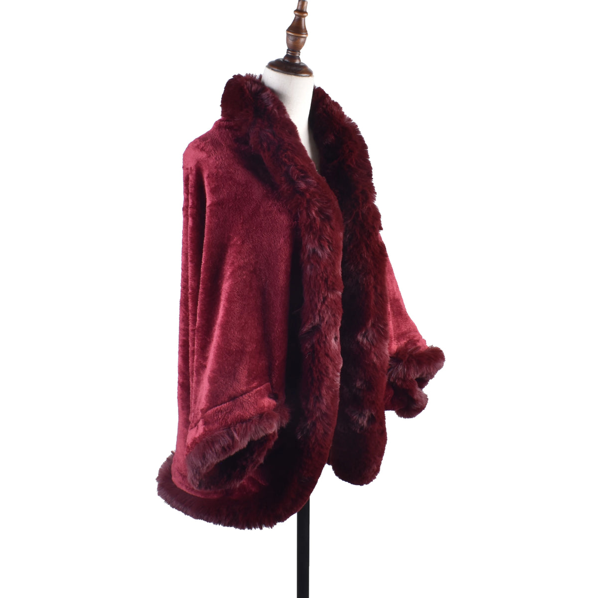Winter New Fashion Warm Sleeve Plush Cape Cape Large Loose Bat Sleeve Plush Coat Cardigan Women