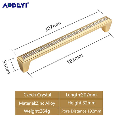 Crystal Drawer Pull Handles Diamond Sliver Wine Wardrobe Decotation Furniture Dresser Kitchen Cupboard Cabinet Knobs Gold Chrome