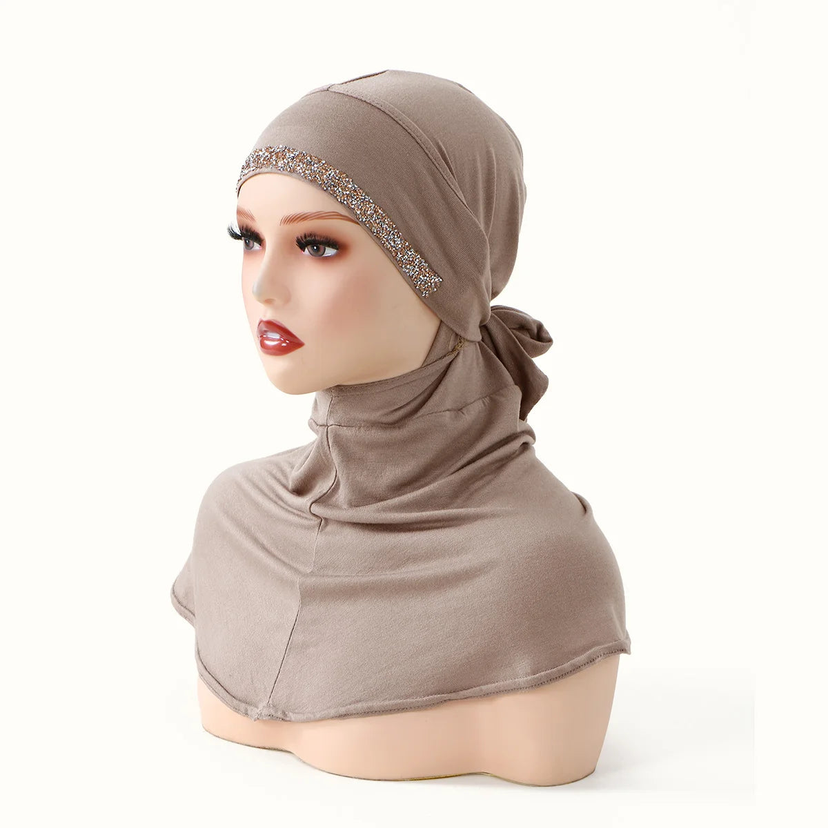 Balaclava Inner Hijabs Women Solid Color Tie Back Elasticity Hijabs Full Cover Head Muslim Soft Cotton Jersey Turban Headscarf