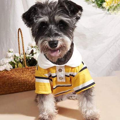 Sport Stripe Puppy Dog Polo Shirt Spring Autumn Pet Clothes for Small Dogs Schnauzer Maltese Bichon Pullovers Mascotas Clothing