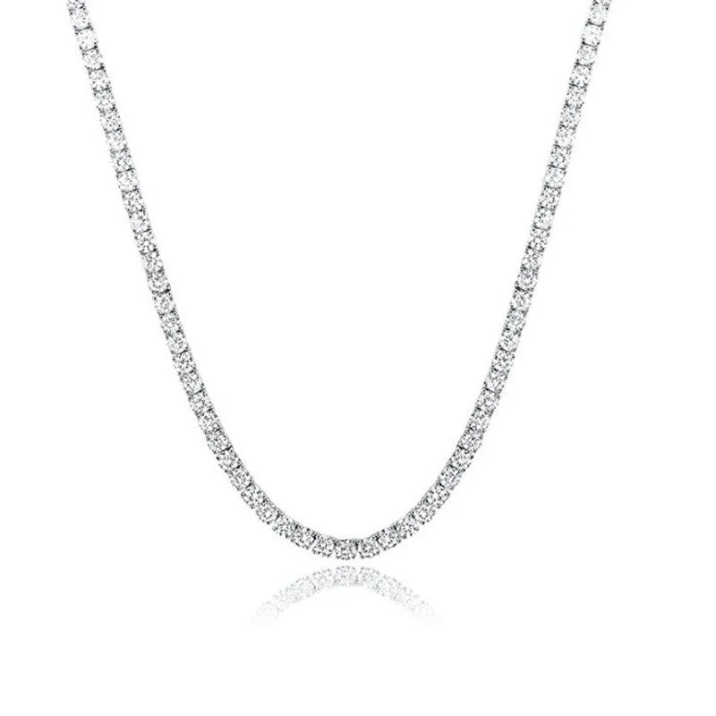 SY Brand Jewelry Moissanite Diamond Tennis Chain Necklace 925 Sterling Silver Necklaces Women Men D Color VVS GRA Certificated