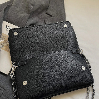 Fashionable Retro Ladies Chain-Shoulder Square Bag Luxury Textured Crossbody Shoulder Bag Women Handbags and Purses Underarm Bag