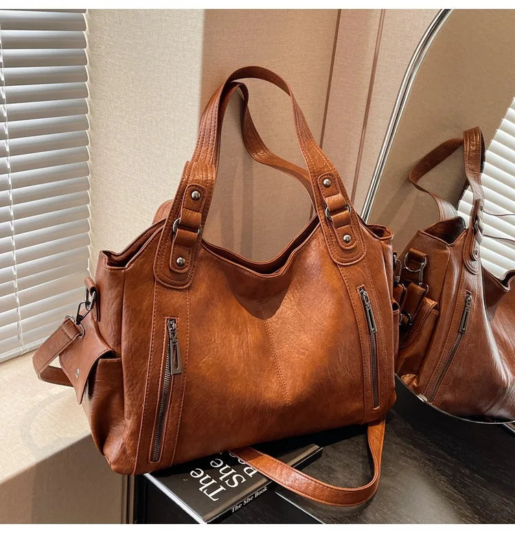 Soft Interior Compartment Shoulder Bags 2026 High Quality Contrasting Colors Bags for Women Fashion Zipper Pu Women's Handbags
