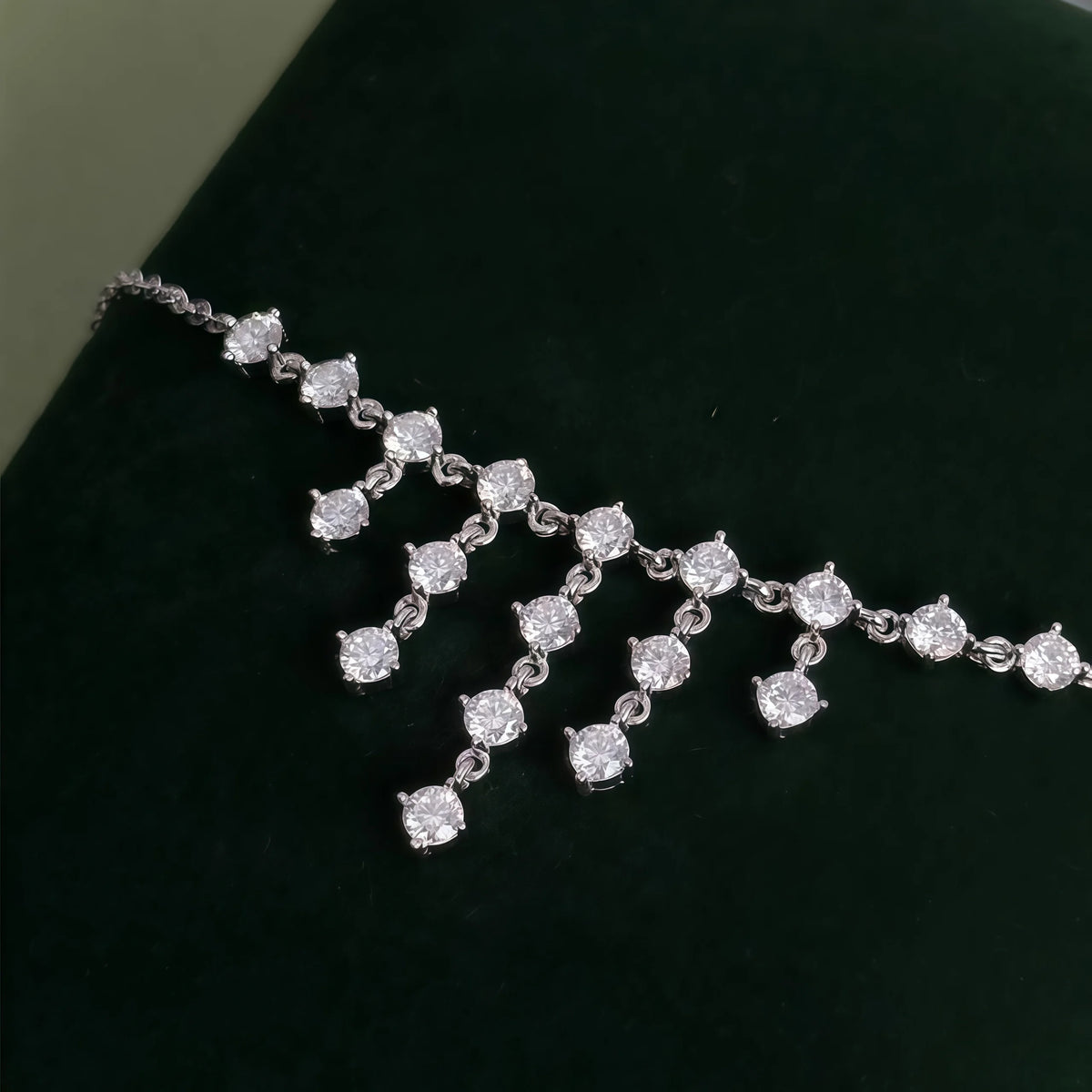 Onnelik Full D Moissanite Round Tassel Pendant Necklace S925 Sterling Silver Sparkling Wedding Party Fine Jewelry Gift for Women