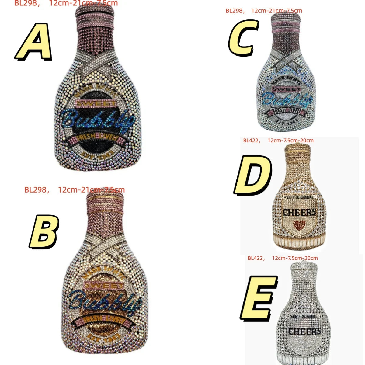 Champagne Bottle Bag Hollow Rhinestone Diamond Evening Bag Party Wedding Banquet Clutch Purse for Women Sac De Marque Luxe Femme
