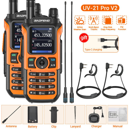 2PCS Baofeng UV-21 Pro Walkie Talkie Multi Band Wireless Copy Frequency Long Range 999CH AM High Power UV 5R K6 5RH Ham Radio