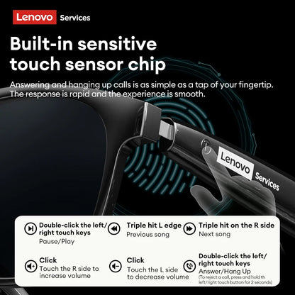 Lenovo GS106 Smart Wireless Glasses Bluetooth 6.0 Photochromic Lenses Sunglasses Hands-Free Music Calls Outdoor Sports Headphone