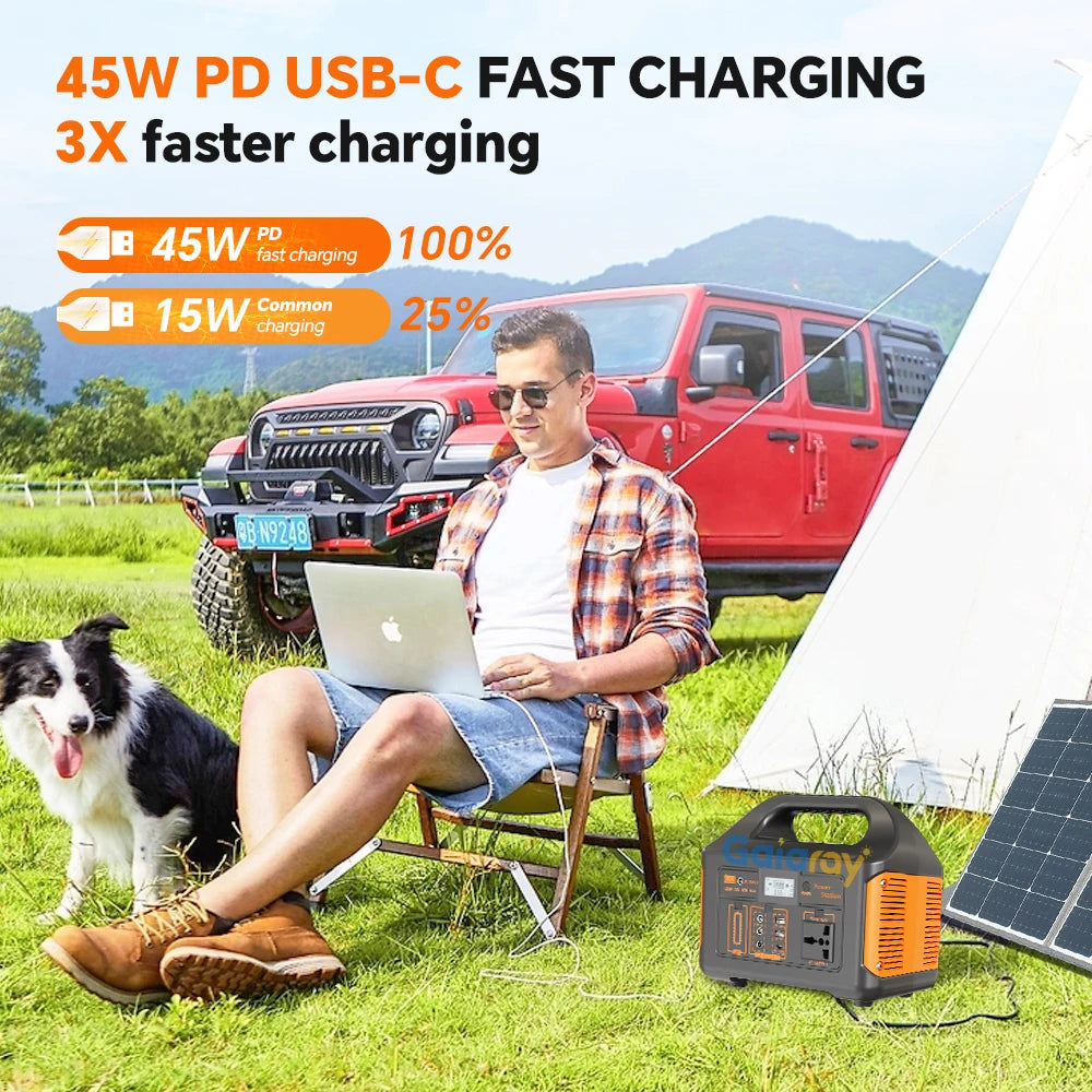 Gaiaray 300W 500W 460.8Wh Portable Power Station Solar Generator AC 110V Emergency Power Plant Power Bank for Home Camping RV