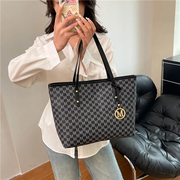 Large Capacity Commuting Tote Bags Fashionable Printed Pu Leather Handbag for Women College Students Class Handbags Shoulder Bag