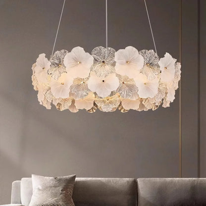 Modern Lustre Glass Flower Led Chandeliers Lighting Living Dining Room Pendant Lights Home Decor Bedroom Hanging Lamp Luminaire