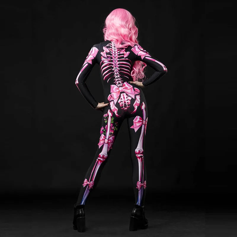 Halloween Scary Cosplay Skeleton Rose Sexy Women Devil Vampire Jumpsuit Party Carnival Scary Costume Baby Girl Day of The Dead
