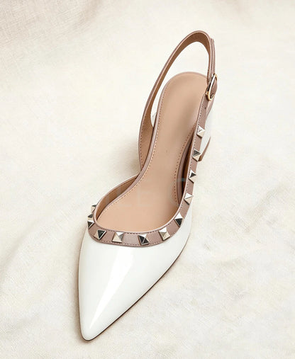 【Measure Your Feet Length Before Order】Rivets Back Strap Luxury Designer Women Elegant Sandals Block High Heel Shoes 121-CHC-33