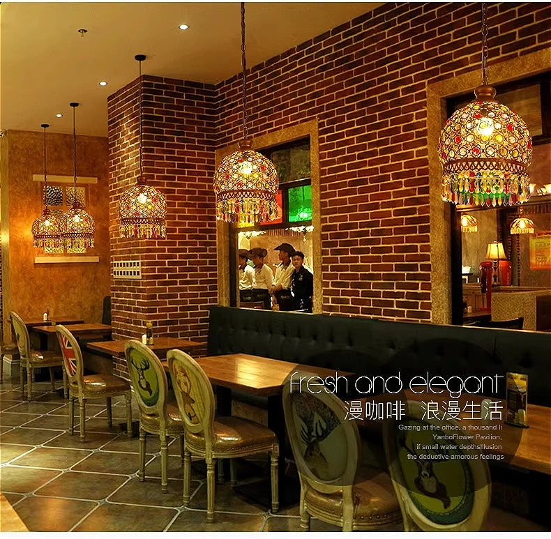 design lamp pendant lighting crystal Bohemia Retro droplight Iron handmade pendant lights for restaurants hanging lights bedroom