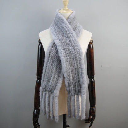 Women Winter Warm Real Mink Fur Scarf 100% Genuine Real Mink Fur Muffler Lady Fashion Quality Natural Real Mink Fur Knit Scarves