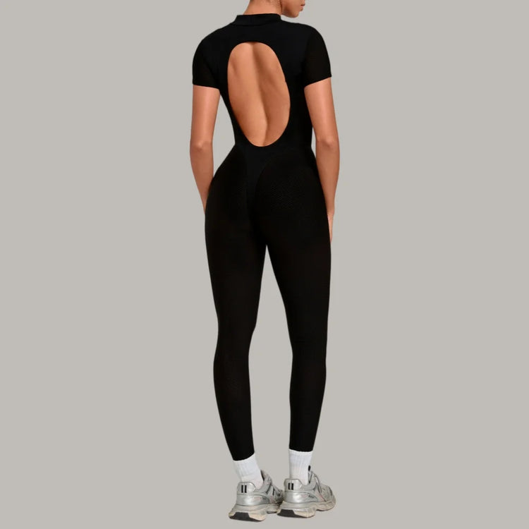 Sexy One-Piece Womens Tracksuit Long Sleeved Sports Rompers Running Yoga Jumpsuit High Stretch Push Up Fitness Workout Bodysuits