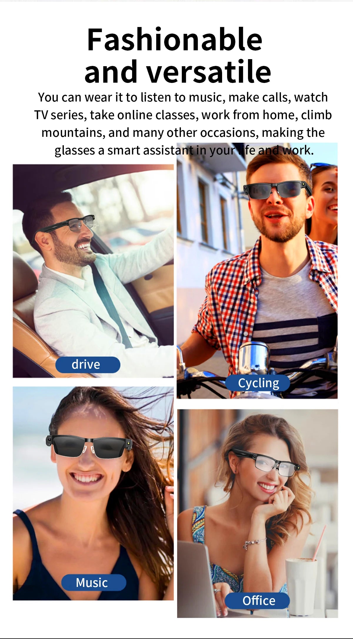 2026 4K Smart Glasses AI Translation Color-changing Lenses High-definition Voice Call Music Local Open-ear Audio Smart  Glasses
