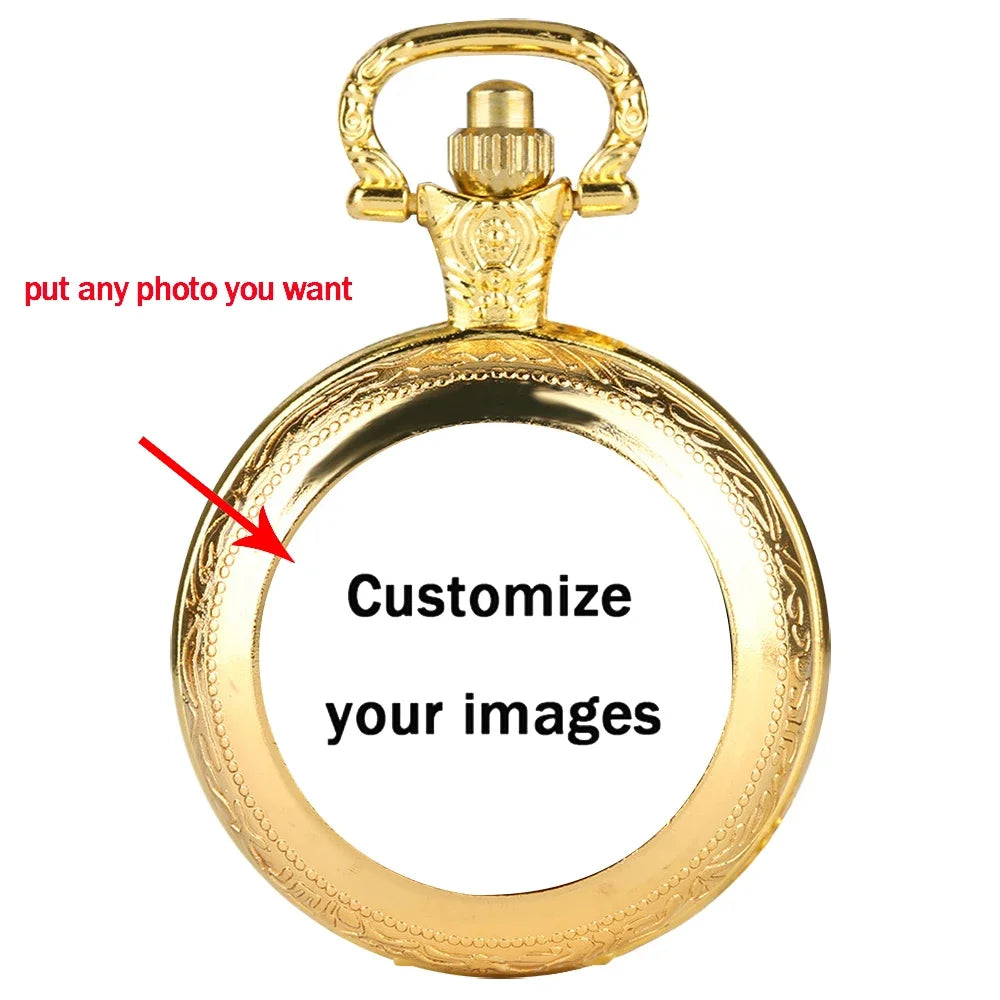 Custom Picture Unique Creative Quartz Pocket Watches Necklace Accessory Chain Clock Kids Souvenir Best Gifts For Women Men