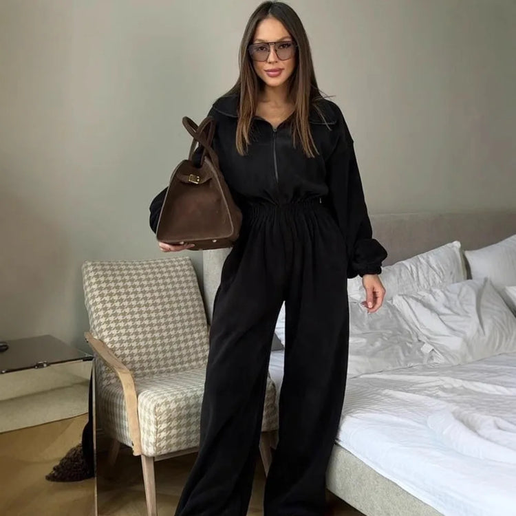 Jumpsuits Women Rompers One Piece Full Sleeve Zipper Overalls Long Pants Elastic High Waist Rompers Y2k Streetwear Jumpsuit 2025