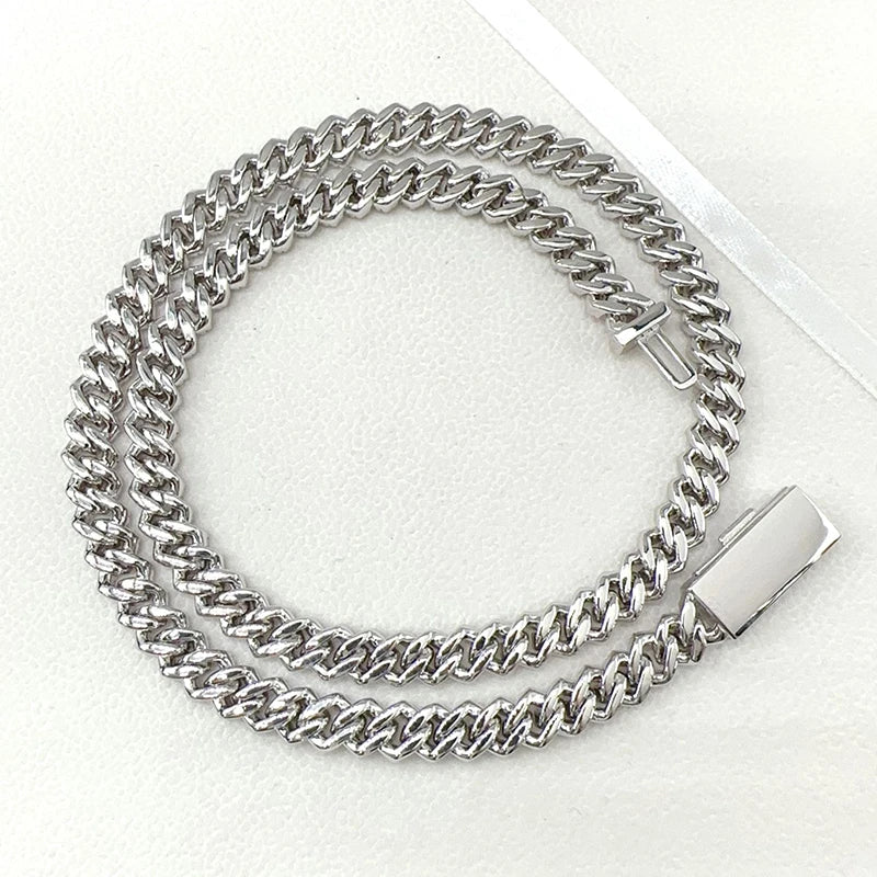 8MM Moissanite Cuban Necklace Hiphop 2 Row D VVS Moissanite Diamond Miami Chain Necklace 925 Sterling Silver Pass Tester Gift