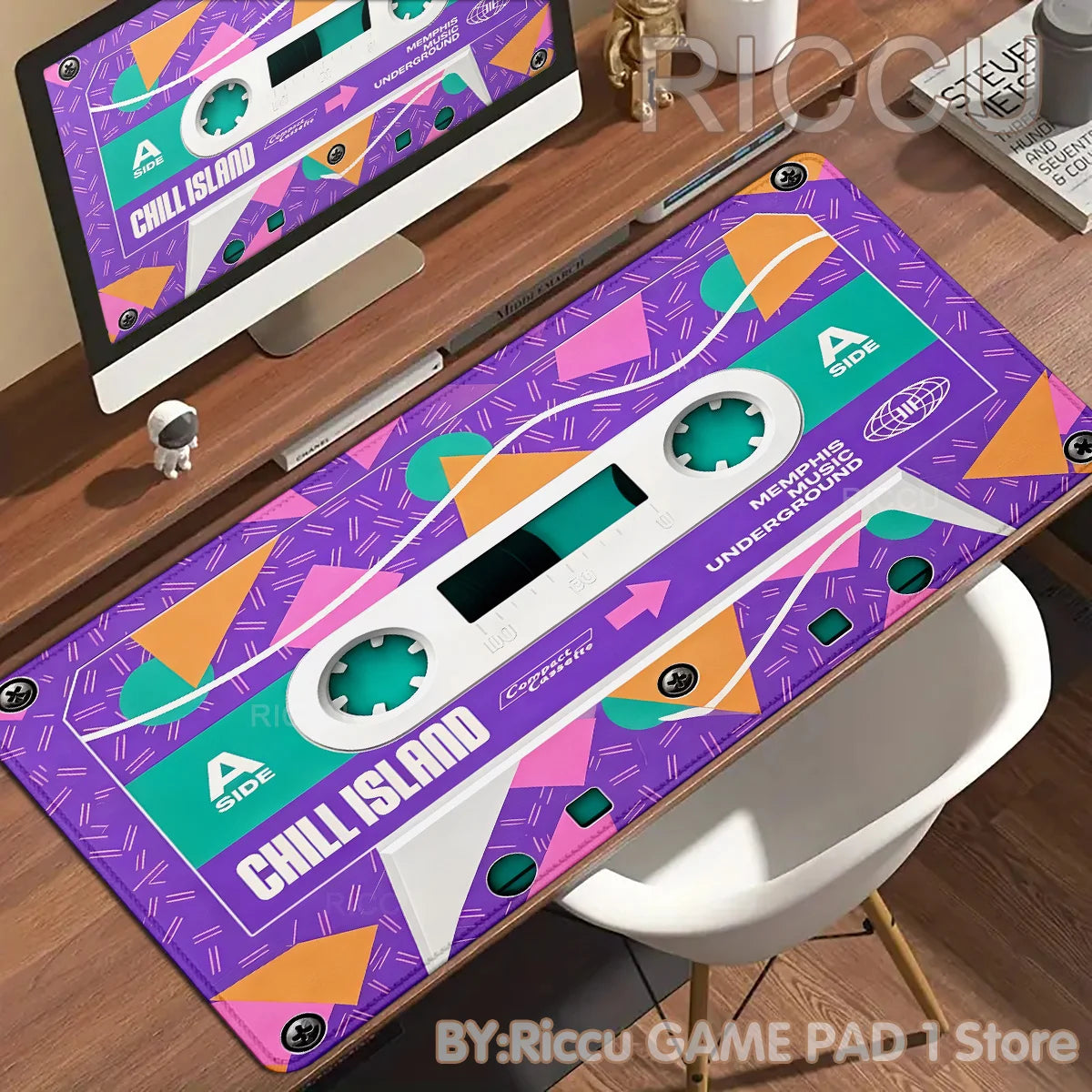 Retro VHS Style Xxl Mouse Pad Computer Large Size Mousepad Non-slip Gamer Keyboard Mausepad 90x40cm Art Design HD Deskmat Carpet