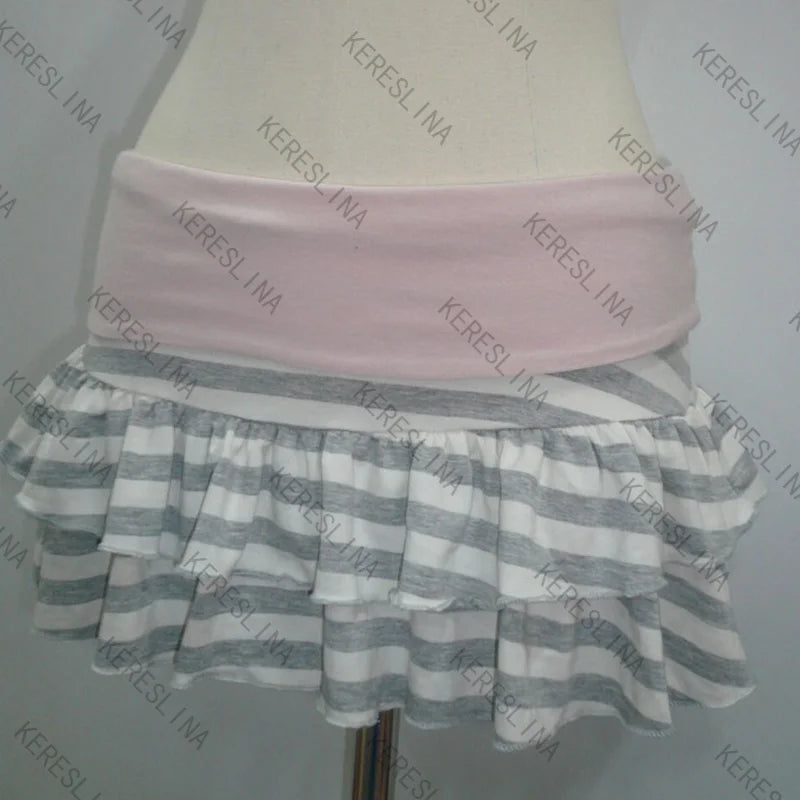 New Subculture Spice Girl Striped Slim Skirt Trendy Elegant Sweet Female High Street Aesthetic Skirt European and American Skirt