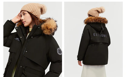 Bosideng Women 6th Generation Extreme Cold Goose Down Parka -20℃ Cold Resistance Winter Puffer Coat with Detachable Raccoon Fur
