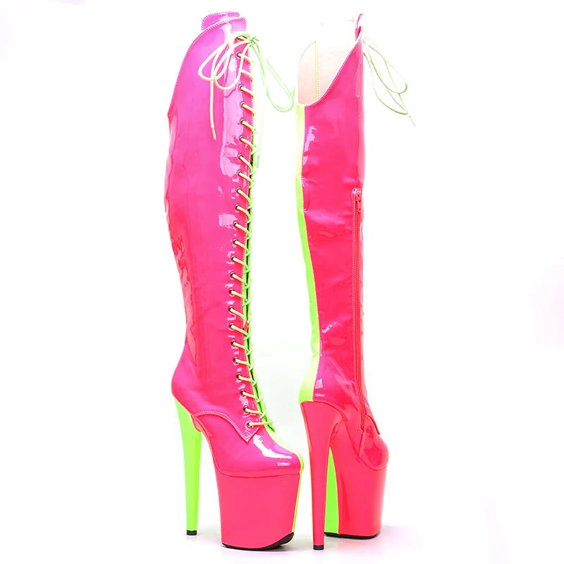 Leecabe 20CM/8inches Two Color Patent Upper Fashion Lady High Heel Platform Pole Dance Boots