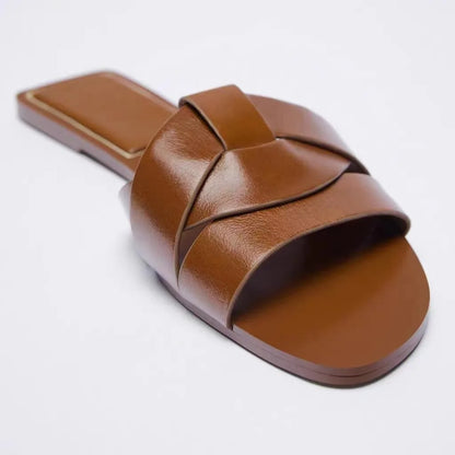 Flat Slippers Casual Shoes Woman 2026 Trend Luxury Summer Elegant Dresses Sandals Beach Designer House Round Toe Brand Bathroom