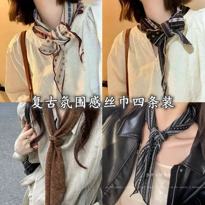 Retro Cotton-Linen Triangle Scarf Silk Scarf 2026 New Style Versatile Neck Protection Headscarf Decorative Collar Accessory with