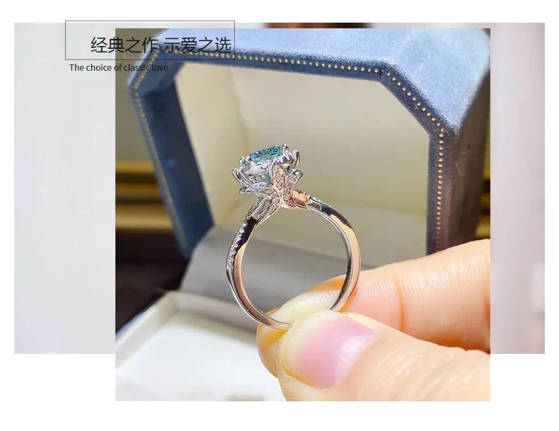 100% Original Certified 18K platinum PT950 Royal Manor 2 Carat Green Moissanite Ring Diamond Ring Comes with Certificate