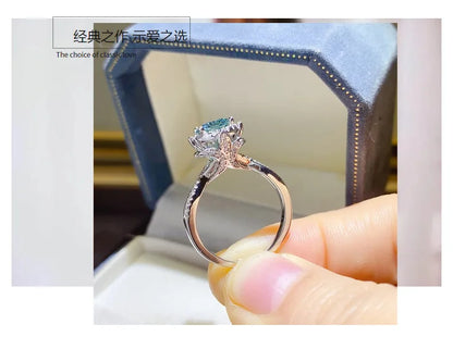 100% Original Certified 18K platinum PT950 Royal Manor 2 Carat Green Moissanite Ring Diamond Ring Comes with Certificate