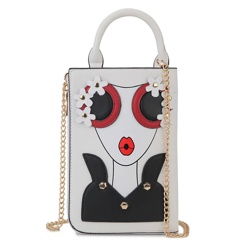 Sexy Lady Face Purses and Handbags for Women Fashion Designer Chain Shoulder Bag Party Clutch Funky Female Crossbody Bags 2022
