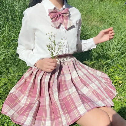 Japanese Bow Tie Skirt Set Student Pleated Skirt Jk Uniform Korean School Sexy Girl Preppy Style Seifuku Japanese School Uniform