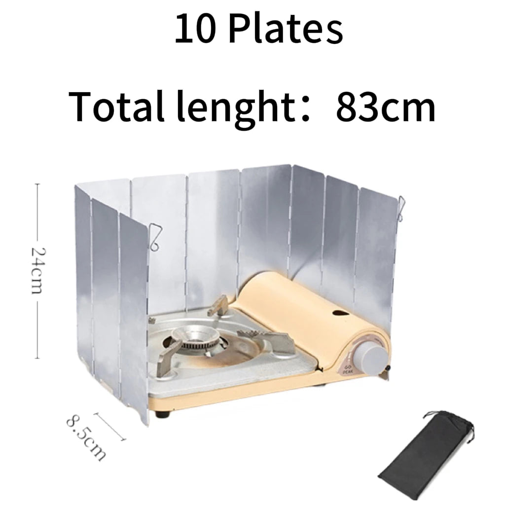 8/10/12/14/16Plates Stove Windscreen Aluminum Alloy Stove Wind shield with Drawstring Bag For Camping Burner Windproof Screen