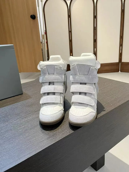 Women's Ankle Boots 2026 New Genuine Leather 8CM Hidden Heel Women Platform Sneakers Fashionable Splice Color Design Women Shoes