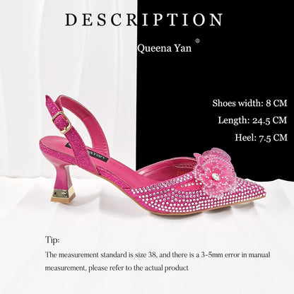 QueenaYan Elegant African-Inspired Evening Shoes and Handmade Clutch Set Pointed Toe High-Heel Women's Footwear and Matching Bag