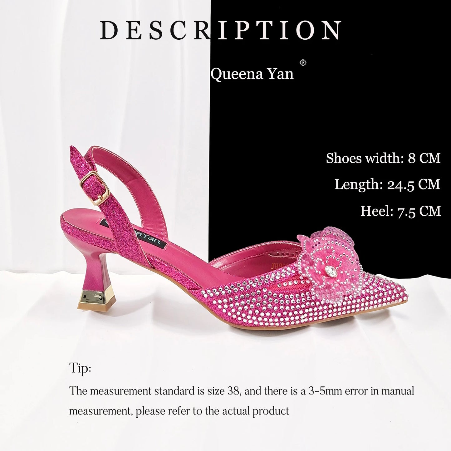 QueenaYan Elegant African-Inspired Evening Shoes and Handmade Clutch Set Pointed Toe High-Heel Women's Footwear and Matching Bag