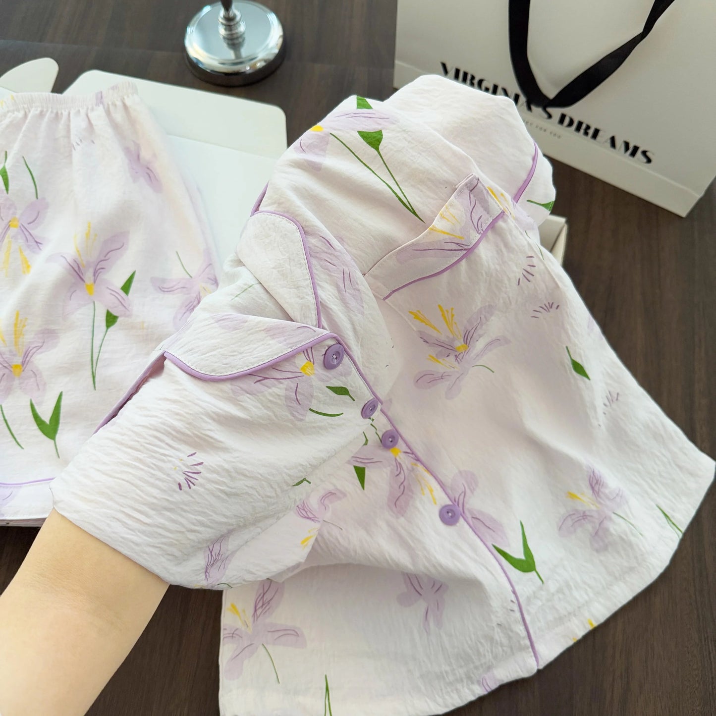Women Summer Lapel Open Front Pajama Set Short Sleeve Top Shorts, Sweet Ins Teen Loungewear, Casual Daily Outdoor Home Wear Suit