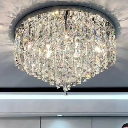 Modern Luxurious Crystal Ceiling Lamp Gold & Silver Color for Living Room Dining Room Bedroom - Elegant Lighting Fixture
