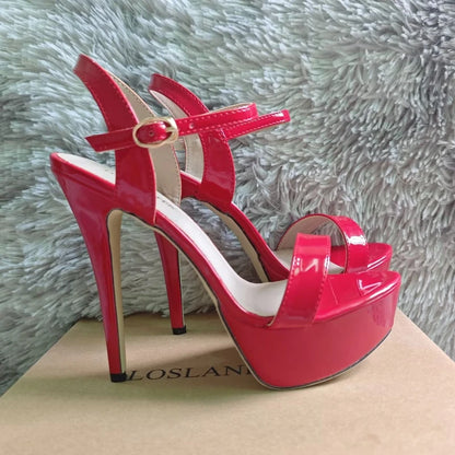 Women Peep Toes Sandals Stiletto Sexy Pumps Luxury Club 14cm Elegant Platform High Heels Nighclub Party Wedding Jazz Dance Shoes
