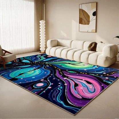 Color-Blocked Abstract Area Rug for Living Room Bedroom Modern Multi-Color Mat