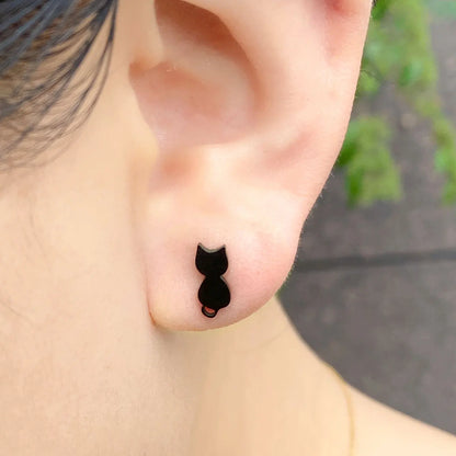 Minimalist Stainless Steel Earings Mini Heart Star Geometric Stud Earrings For Women Cute Cat Dog Flower Leaf Earrings Jewelry