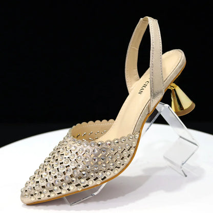 Fashion Summer 2023 Beads Decorated Muffin Bottom Sandals Wear Comfortable And Versatile Elegant Ladies Shoes And Bag Set