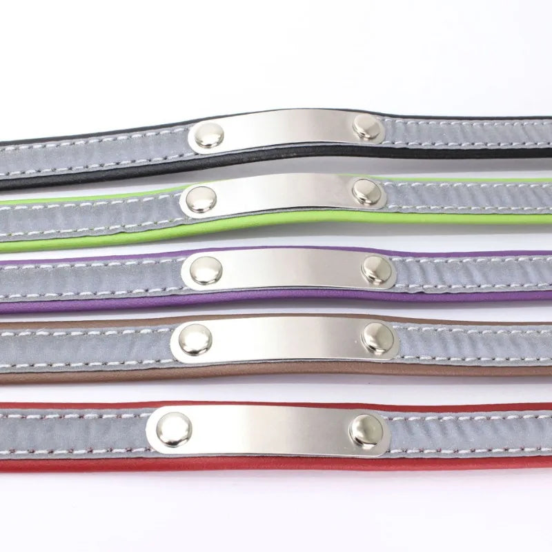 Dog Collar PU Leather Engraved - Customized with Name, Unique Gift for Dog Lovers, Adjustable Puppy for Small Medium Large Breed