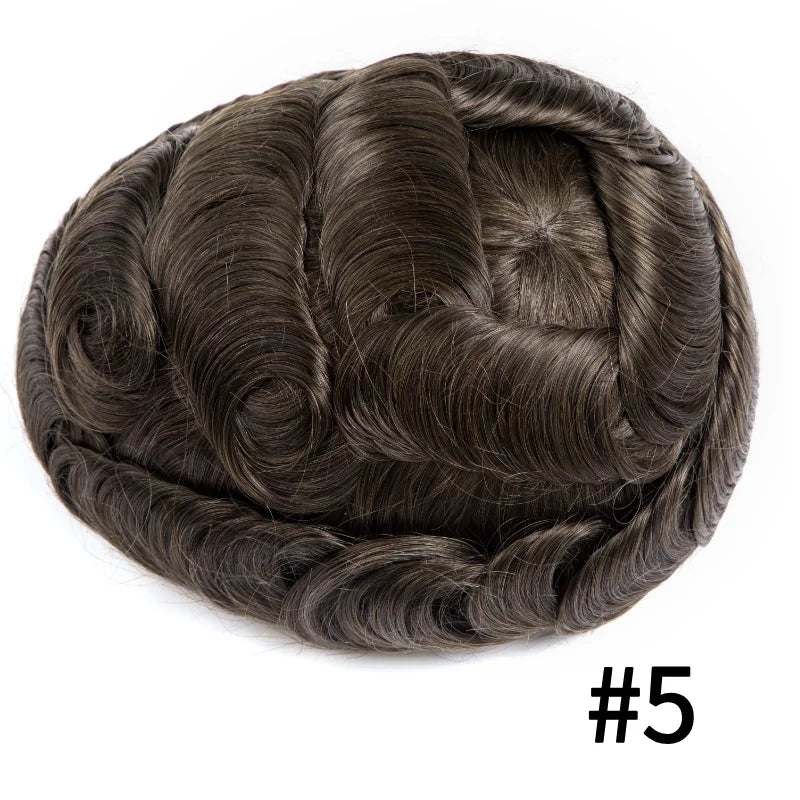 Full Lace Hair System Men Wig With Realistic Hairline Toupee For Men Breathable Male Hair Prosthesis 100% Human Hair Wig For Man