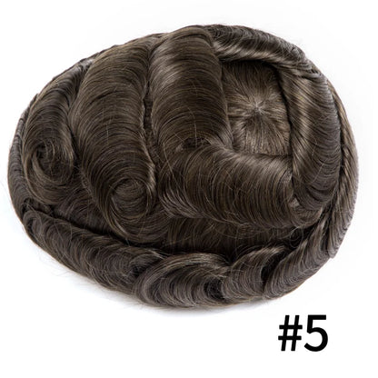Full Lace Hair System Men Wig With Realistic Hairline Toupee For Men Breathable Male Hair Prosthesis 100% Human Hair Wig For Man